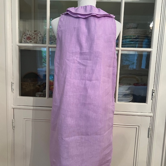 120% Lino Linen Dress, Purple Lilac, Size 46/US Medium, Ruffled - Picture 6 of 11